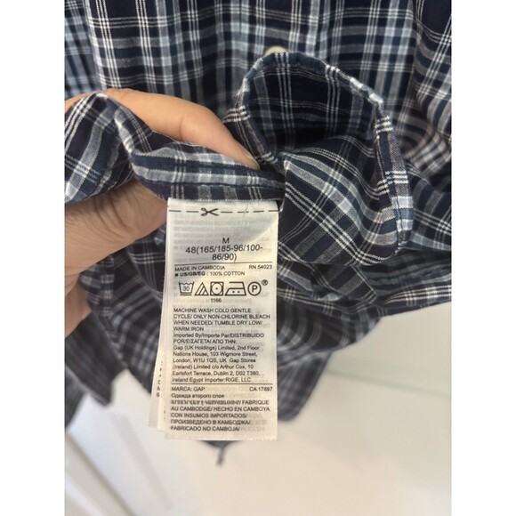 Gap Shirt Mens Medium Plaid Button Down‎ Long Sleeve Untucked NWT - Picture 6 of 6